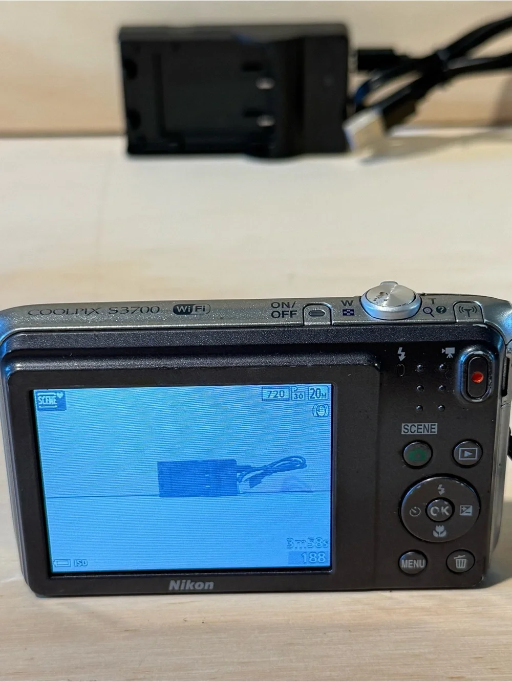 Nikon COOLPIX S3700 20.1MP Silver Digital Camera Tested Good w/Bat-Char-SDCard!